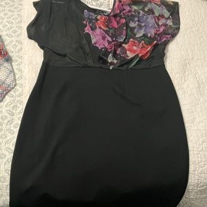 Black dress with Chest Floral print